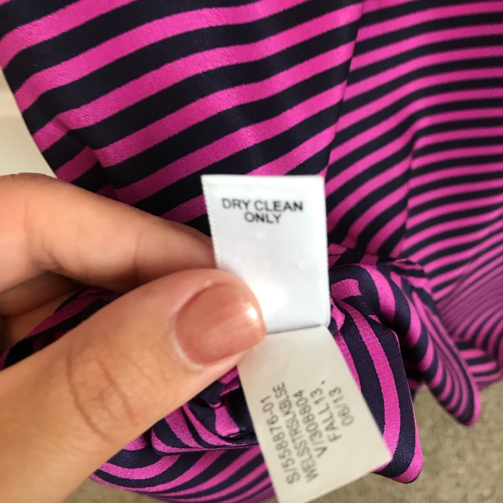 Banana Republic Pink & Navy Silk Button-Down - Picture 6 of 7